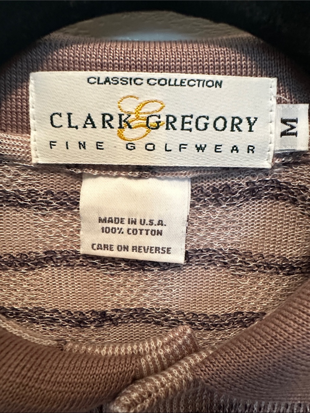 Clark Gregory Classic Collection Fine Golfwear Men's Taupe Patterned Polo Med - Picture 2 of 3